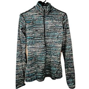 Nike Pro Dri-Fit Blue Multicolored 1/2 Zip Athletic Long Sleeve Pullover